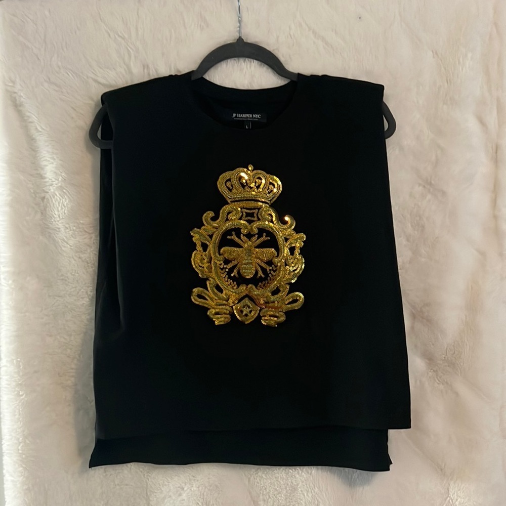 NWOT JP Harper NYC Padded Shoulder Top Size L